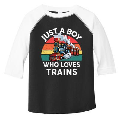 Just A Boy Who Loves Trains Train Lover Toddler Fine Jersey T-Shirt