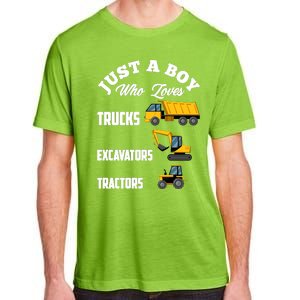 Just A Boy Who Loves Trucks Excavators Tractors Boy Adult ChromaSoft Performance T-Shirt