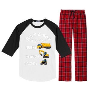 Just A Boy Who Loves Trucks Excavators Tractors Boy Raglan Sleeve Pajama Set