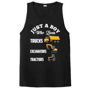 Just A Boy Who Loves Trucks Excavators Tractors Boy PosiCharge Competitor Tank