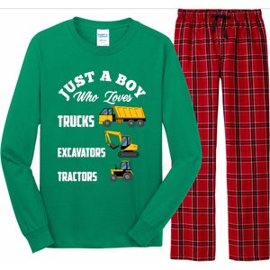 Just A Boy Who Loves Trucks Excavators Tractors Boy Long Sleeve Pajama Set