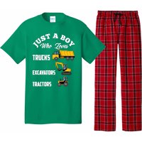 Just A Boy Who Loves Trucks Excavators Tractors Boy Pajama Set