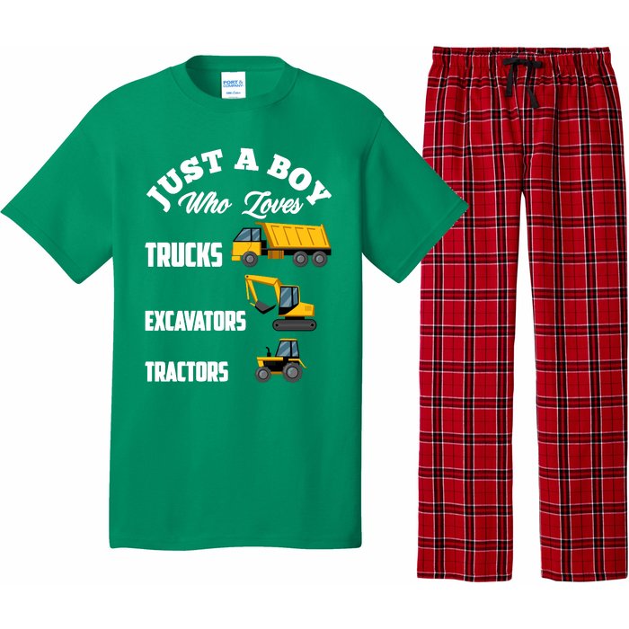 Just A Boy Who Loves Trucks Excavators Tractors Boy Pajama Set