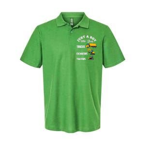 Just A Boy Who Loves Trucks Excavators Tractors Boy Softstyle Adult Sport Polo