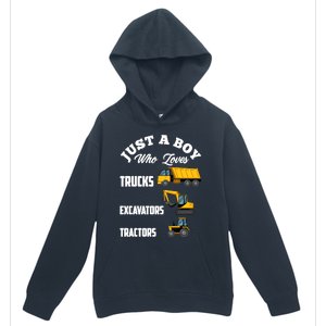 Just A Boy Who Loves Trucks Excavators Tractors Boy Urban Pullover Hoodie