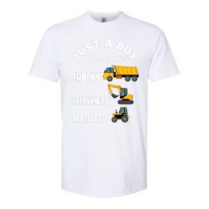 Just A Boy Who Loves Trucks Excavators Tractors Boy Softstyle CVC T-Shirt