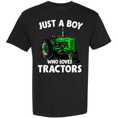 Just A Boy Who Loves Tractors Christmas Farm Life Garment-Dyed Heavyweight T-Shirt