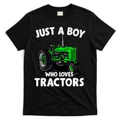 Just A Boy Who Loves Tractors Christmas Farm Life T-Shirt