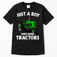 Just A Boy Who Loves Tractors Christmas Farm Life Tall T-Shirt