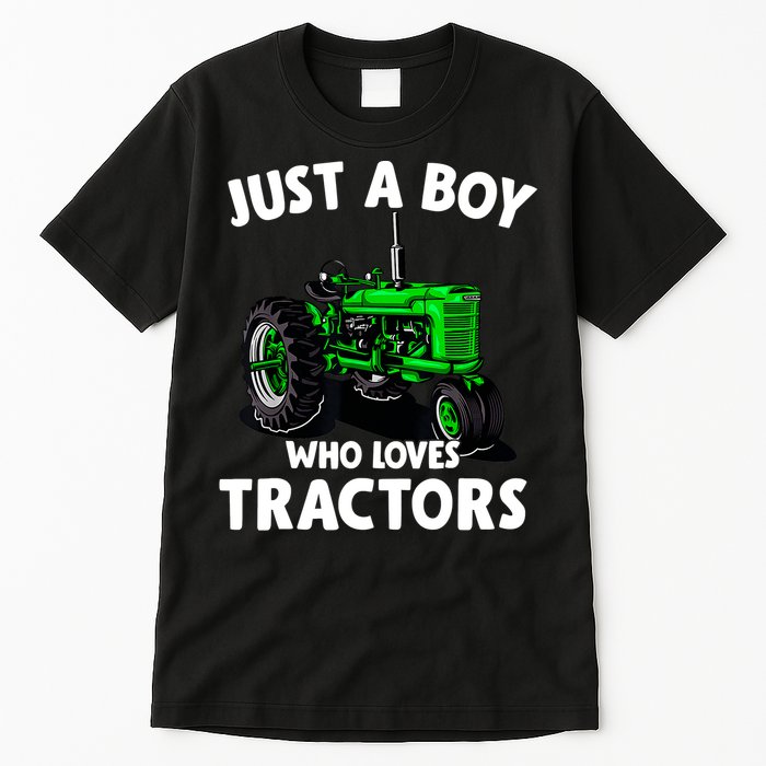 Just A Boy Who Loves Tractors Christmas Farm Life Tall T-Shirt