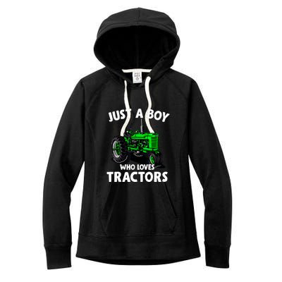 Just A Boy Who Loves Tractors Christmas Farm Life Women's Fleece Hoodie