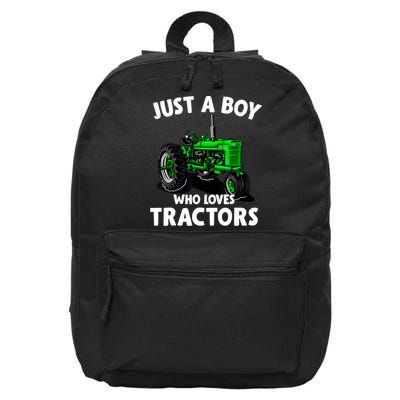 Just A Boy Who Loves Tractors Christmas Farm Life 16 in Basic Backpack