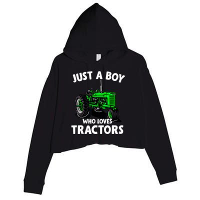 Just A Boy Who Loves Tractors Christmas Farm Life Crop Fleece Hoodie