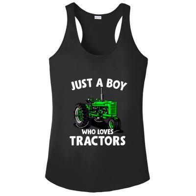 Just A Boy Who Loves Tractors Christmas Farm Life Ladies PosiCharge Competitor Racerback Tank