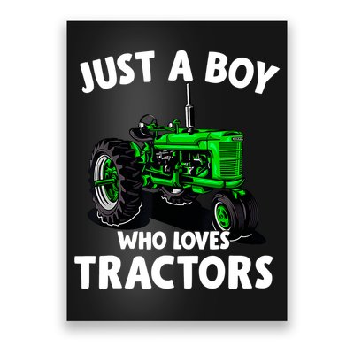 Just A Boy Who Loves Tractors Christmas Farm Life Poster