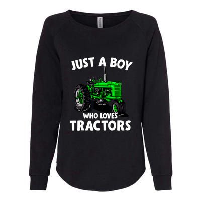 Just A Boy Who Loves Tractors Christmas Farm Life Womens California Wash Sweatshirt