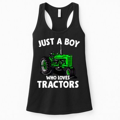Just A Boy Who Loves Tractors Christmas Farm Life Womens Tank Top