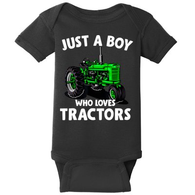 Just A Boy Who Loves Tractors Christmas Farm Life Baby Bodysuit