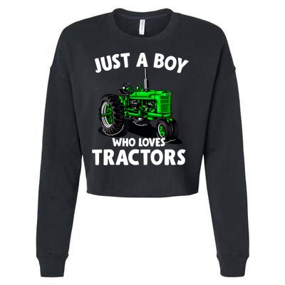 Just A Boy Who Loves Tractors Christmas Farm Life Cropped Pullover Crew
