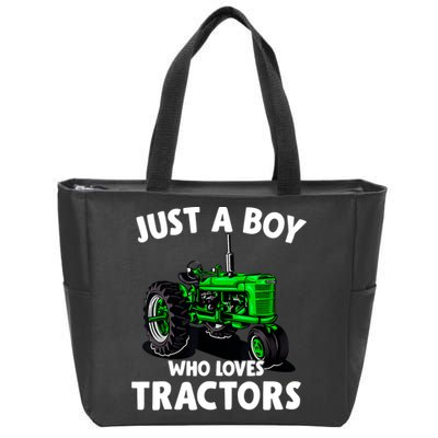 Just A Boy Who Loves Tractors Christmas Farm Life Zip Tote Bag