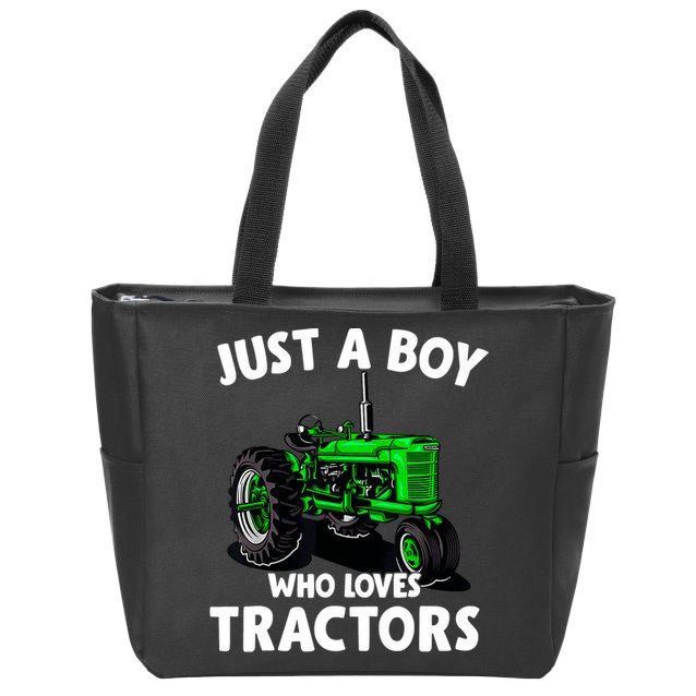 Just A Boy Who Loves Tractors Christmas Farm Life Zip Tote Bag