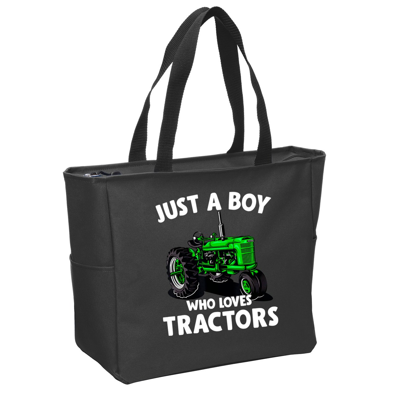 Just A Boy Who Loves Tractors Christmas Farm Life Zip Tote Bag