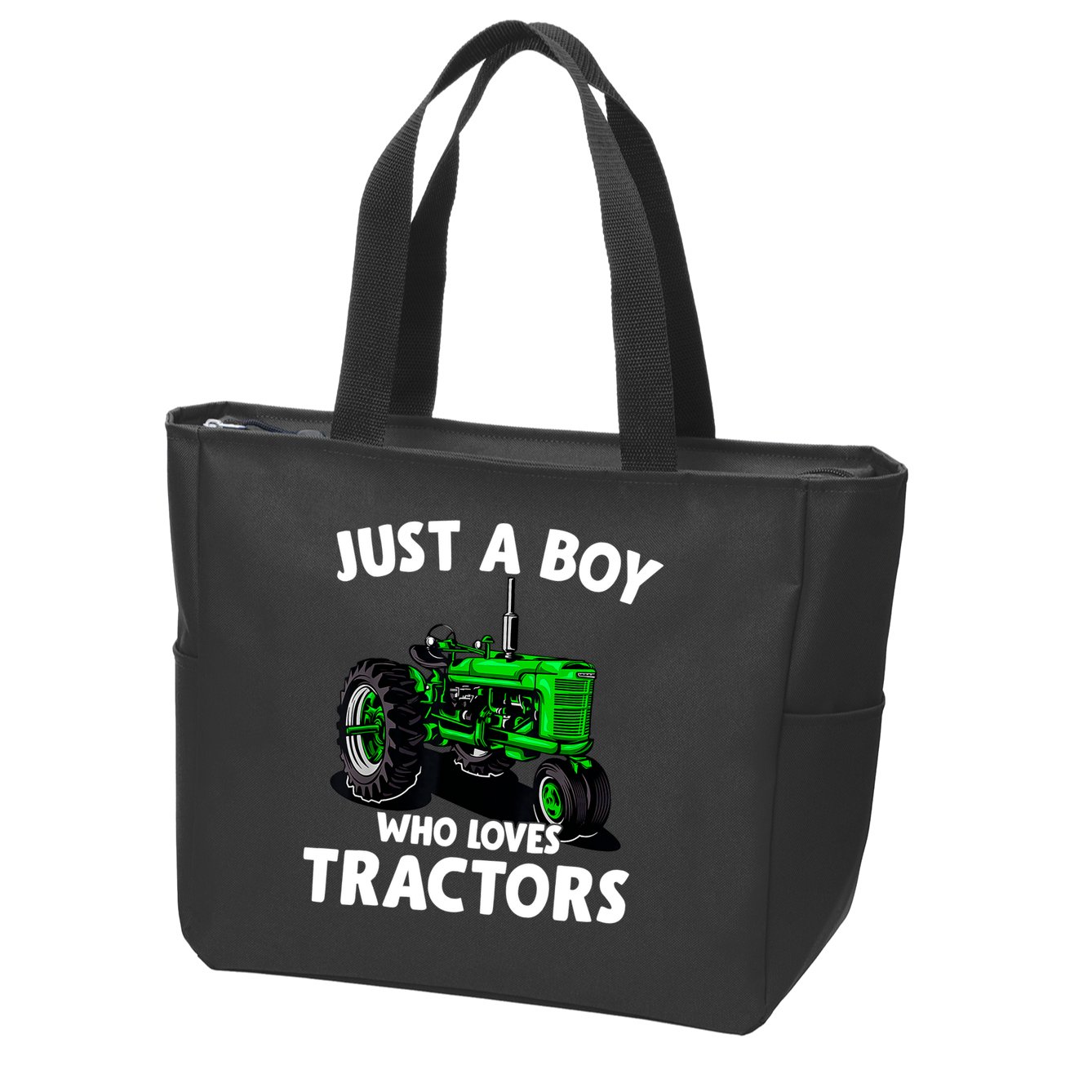 Just A Boy Who Loves Tractors Christmas Farm Life Zip Tote Bag