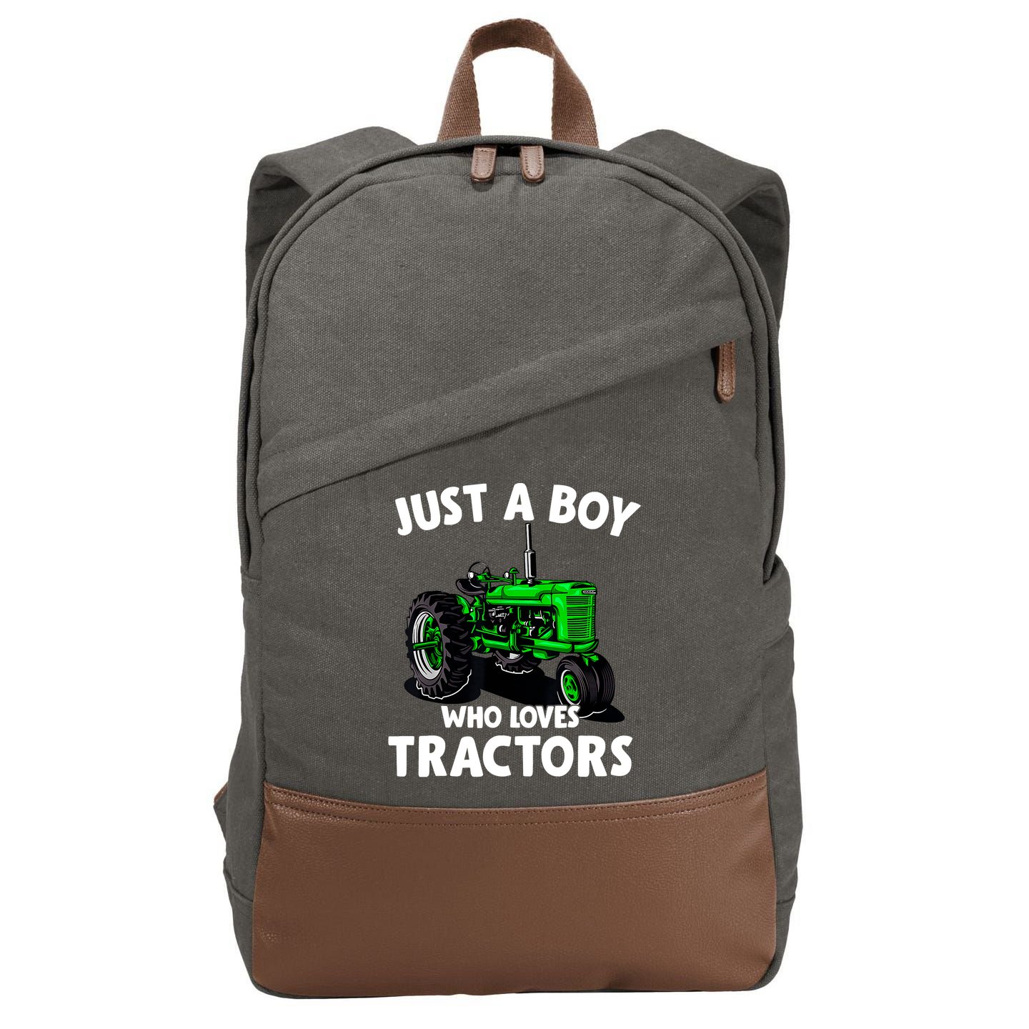 Just A Boy Who Loves Tractors Christmas Farm Life Cotton Canvas Backpack