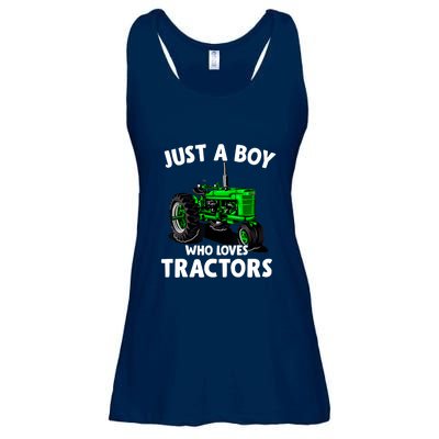 Just A Boy Who Loves Tractors Christmas Farm Life Ladies Essential Flowy Tank