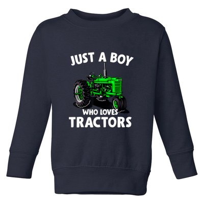 Just A Boy Who Loves Tractors Christmas Farm Life Toddler Sweatshirt