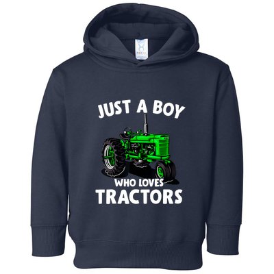 Just A Boy Who Loves Tractors Christmas Farm Life Toddler Hoodie