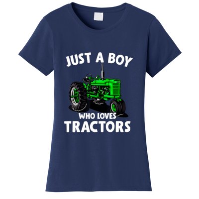 Just A Boy Who Loves Tractors Christmas Farm Life Women's T-Shirt