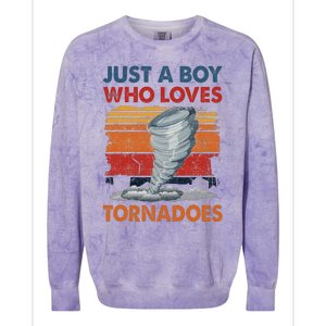 Just A Boy Who Loves Tornado Weather Storm Tornado Chaser Colorblast Crewneck Sweatshirt