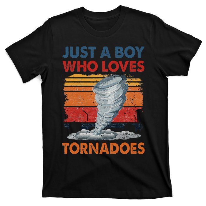 Just A Boy Who Loves Tornado Weather Storm Tornado Chaser T-Shirt