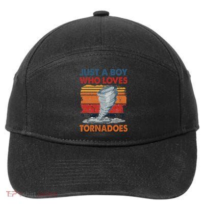 Just A Boy Who Loves Tornado Weather Storm Tornado Chaser 7-Panel Snapback Hat