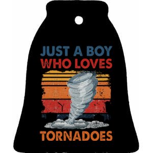 Just A Boy Who Loves Tornado Weather Storm Tornado Chaser Ceramic Bell Ornament