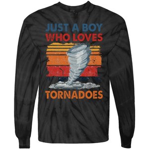 Just A Boy Who Loves Tornado Weather Storm Tornado Chaser Tie-Dye Long Sleeve Shirt