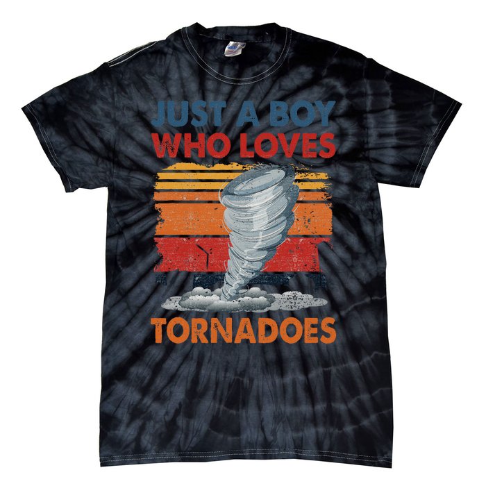 Just A Boy Who Loves Tornado Weather Storm Tornado Chaser Tie-Dye T-Shirt