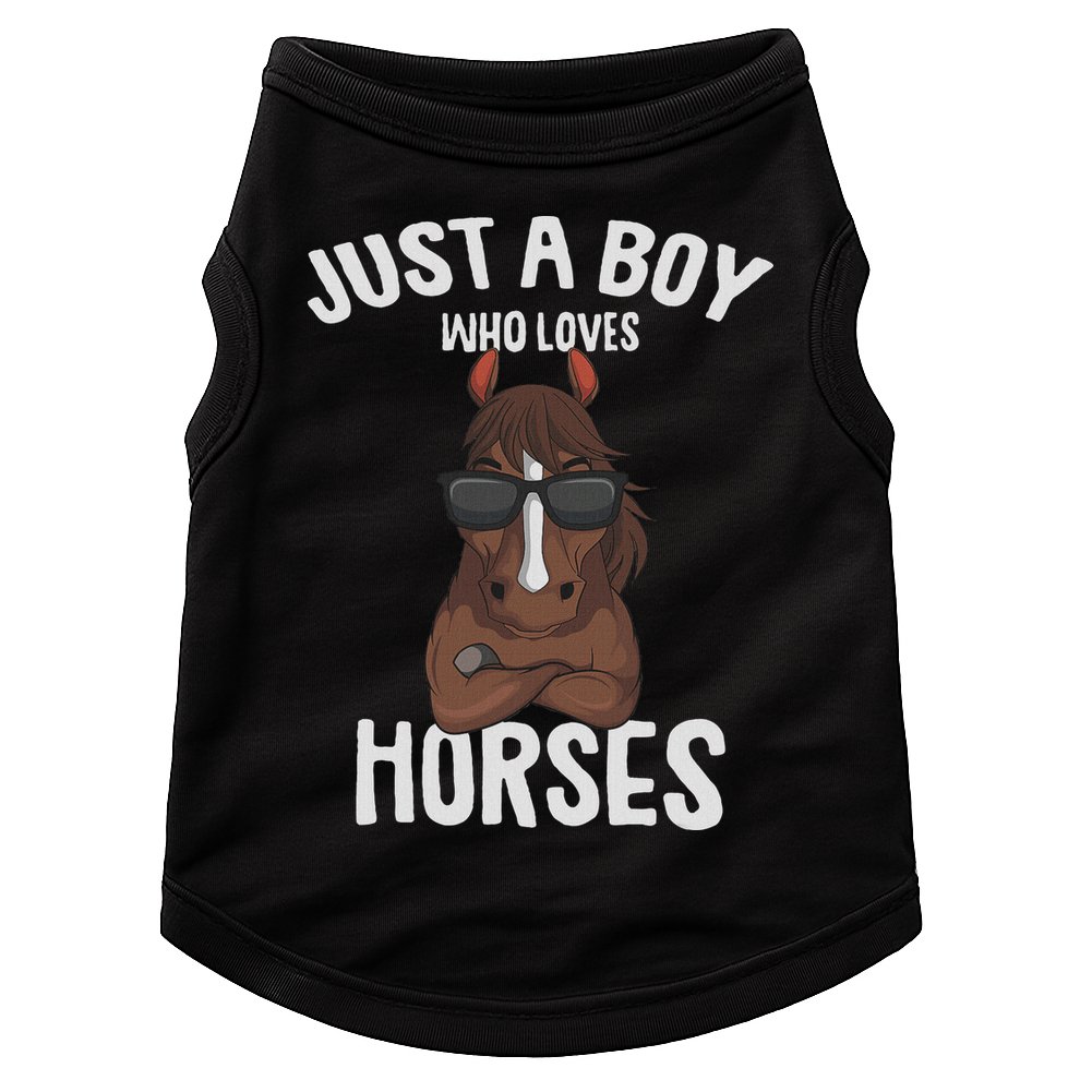 Just A Boy Who Loves Horses Equestrian Horseback Riding Doggie Tank