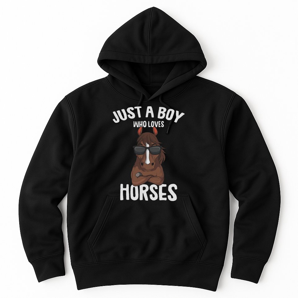 Just A Boy Who Loves Horses Equestrian Horseback Riding Hoodie