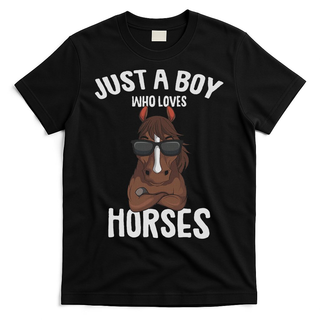 Just A Boy Who Loves Horses Equestrian Horseback Riding T-Shirt