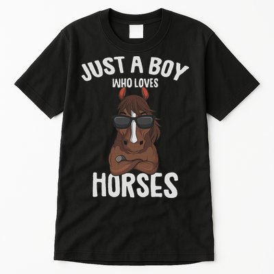 Just A Boy Who Loves Horses Equestrian Horseback Riding Tall T-Shirt