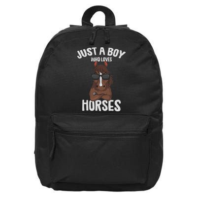 Just A Boy Who Loves Horses Equestrian Horseback Riding 16 in Basic Backpack