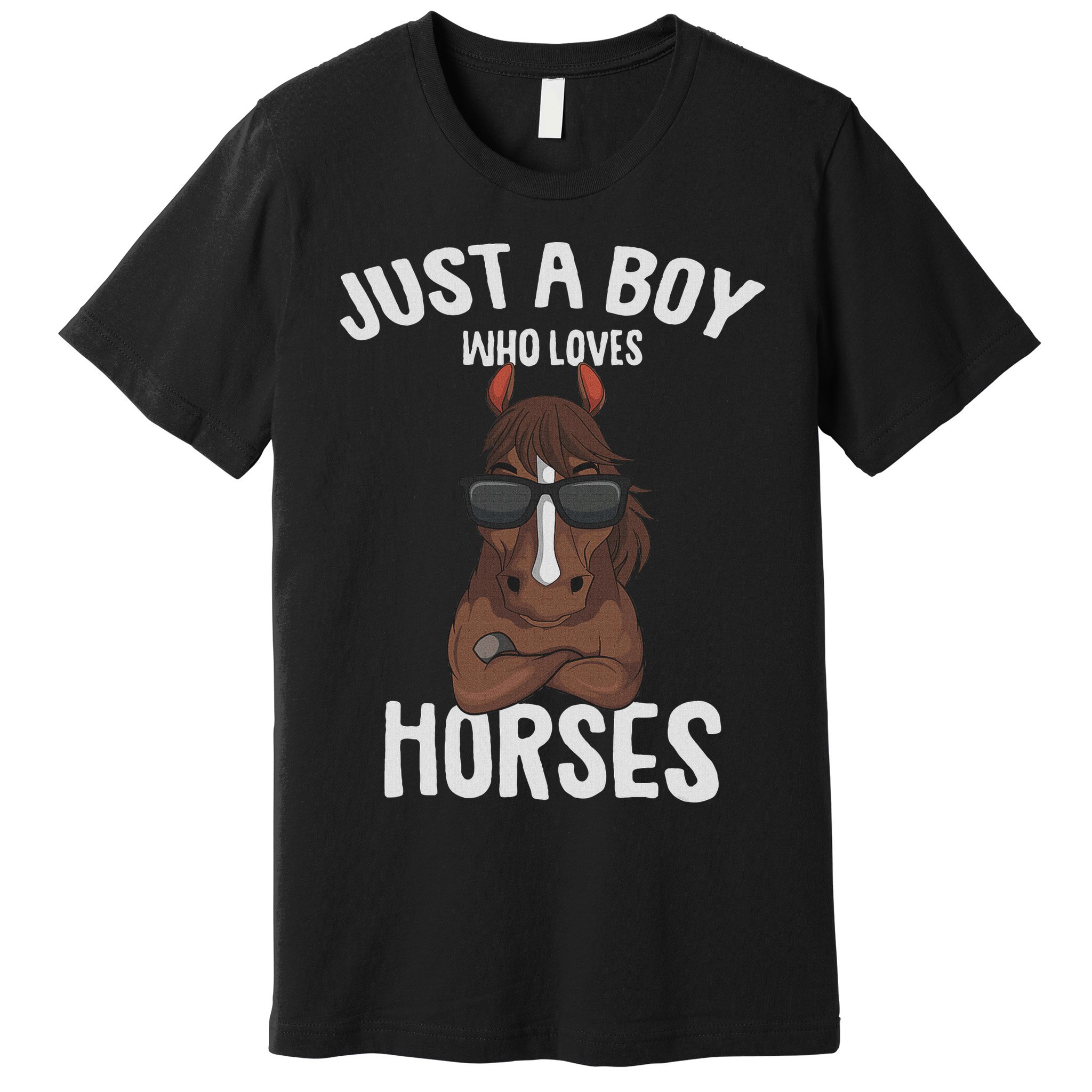 Just A Boy Who Loves Horses Equestrian Horseback Riding Premium T-Shirt
