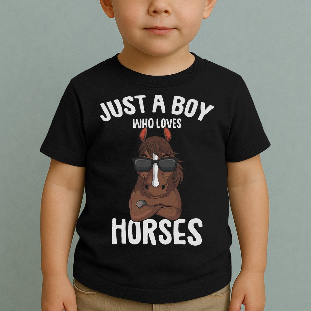 Just A Boy Who Loves Horses Equestrian Horseback Riding Toddler T-Shirt