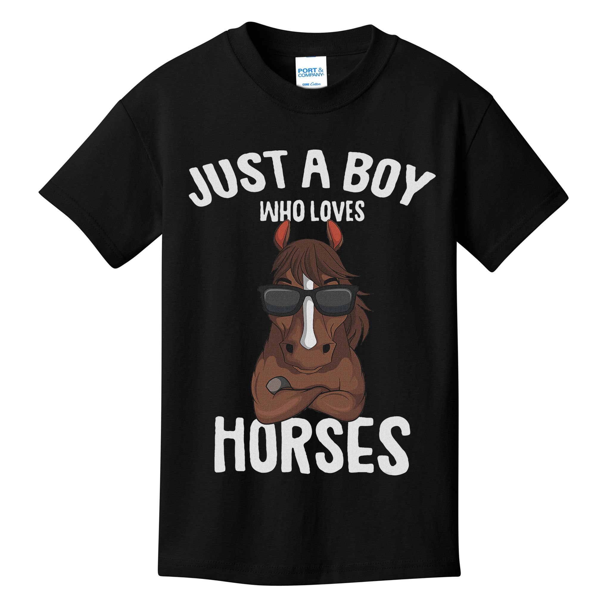 Just A Boy Who Loves Horses Equestrian Horseback Riding Kids T-Shirt