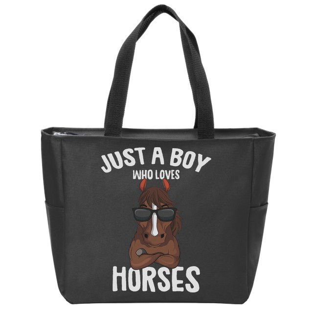 Just A Boy Who Loves Horses Equestrian Horseback Riding Zip Tote Bag