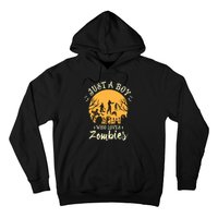 Just A Boy Who Loves Zombies Halloween Fan Funny Halloween Hoodie