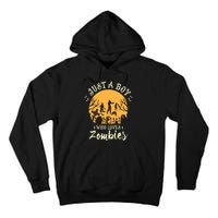 Just A Boy Who Loves Zombies Halloween Fan Funny Halloween Tall Hoodie