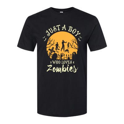 Just A Boy Who Loves Zombies Halloween Fan Funny Halloween Softstyle CVC T-Shirt